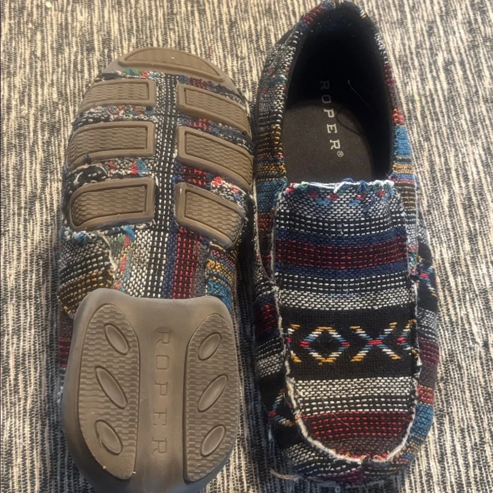 Roper Women’s Liza Southwest Driving Moccasin Loafer Aztec Casual Slip On S 6.5 - Picture 3 of 3